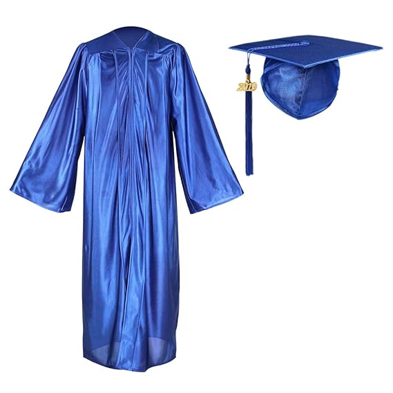 Unisex Adult's Shiny Graduation Gown Cap Tassel Set for High School and College Ceremony