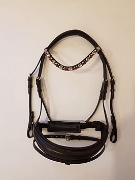 nilo Trense Fiona, Trense braun mit Swarovski Kristallen, inkl. Zügeln Full/WB