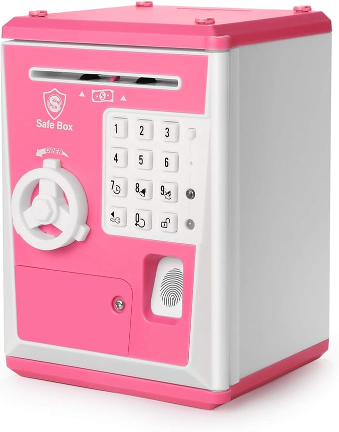 Amazon Agptek音声付き貯金箱 お札 硬貨 指紋マイパーソナル ダイヤルロック式 セキュリティ お子様 プレゼント ギフト 電池は別売れ 英語 中国語 無声模式に転換できる 貯金箱 おもちゃ