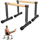 SNADER Wood Parallettes, Calisthenics Dip Bar &amp; Push Up Bar | 12.8" High | Anti-Slip | Heavy Duty Supports 660 lbs | Perfect for Handstand, L-Sit, Full Planche, Gymnastics | Home Gym