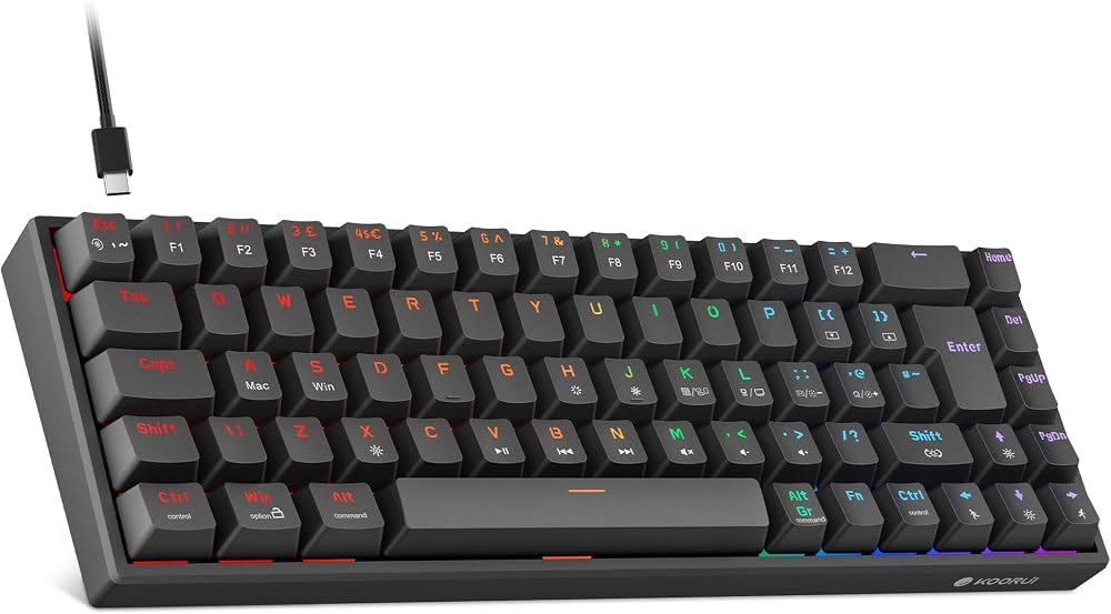 KOORUI 60% Mechanical Gaming Keyboard 69 Keys Blue Switch RGB Backlit