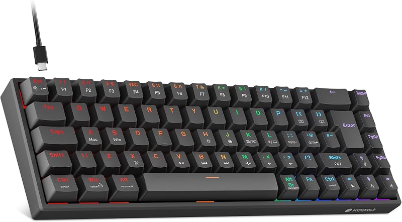 KOORUI 60% Mechanical Gaming Keyboard 69 Keys Blue Switch RGB Backlit