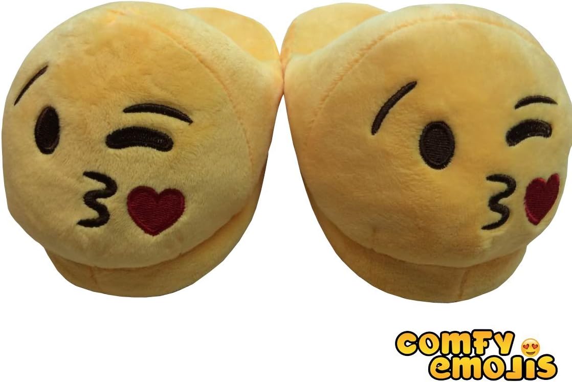 Emoji Slides Slippers Cushion Emoji Slippers - Based in USA (Adults, Side KISS Side KISS Side KISS FACE)
