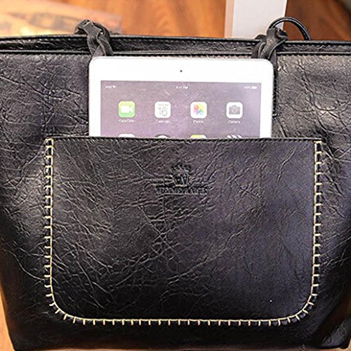 Todaies Hot Sale!Women's Leather Tassels Handbag Shoulder Messenger Bag Ladies Satchel Tote Bags 6 Colors 2018 (43cm(L)31(H)13cm(W), Black) - Thumbnail 2