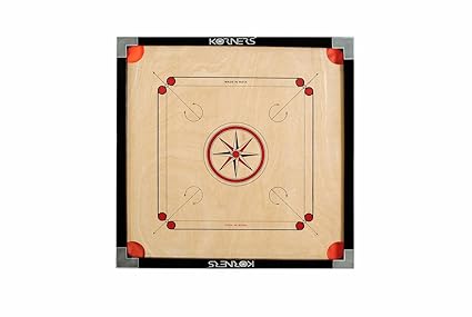 KORNERS Combo of Full Size Carrom Board (Large 32 Inches) with Coins, Striker & Carrom Powder (32 Inches Cut Pocket)