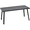 C-Hopetree Small Metal Outdoor Coffee Side Table for Outside Patio, Rectangle, Black