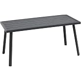 C-Hopetree Small Metal Outdoor Coffee Side Table for Outside Patio, Rectangle, Black