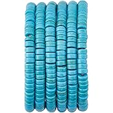 SUPERFINDINGS 2 Strands About 358PCS Turquoise Beads 4x2mm Flat Round Gemstone Spacer Loose Beads Heishi Disc Stone Bead for Bracelets Necklace Earring Jewelry Making Beading Kit Crafts, Hole: 1mm