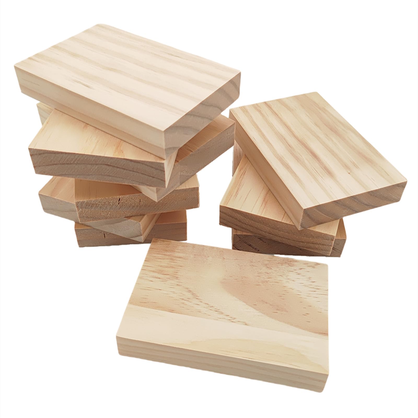 10PCS Rectangle Wood Boards Unfinished Wood Blocks for Crafting, 12x8x2cm Blank Whittling Wooden Blocks for Carving,Painting & Burning