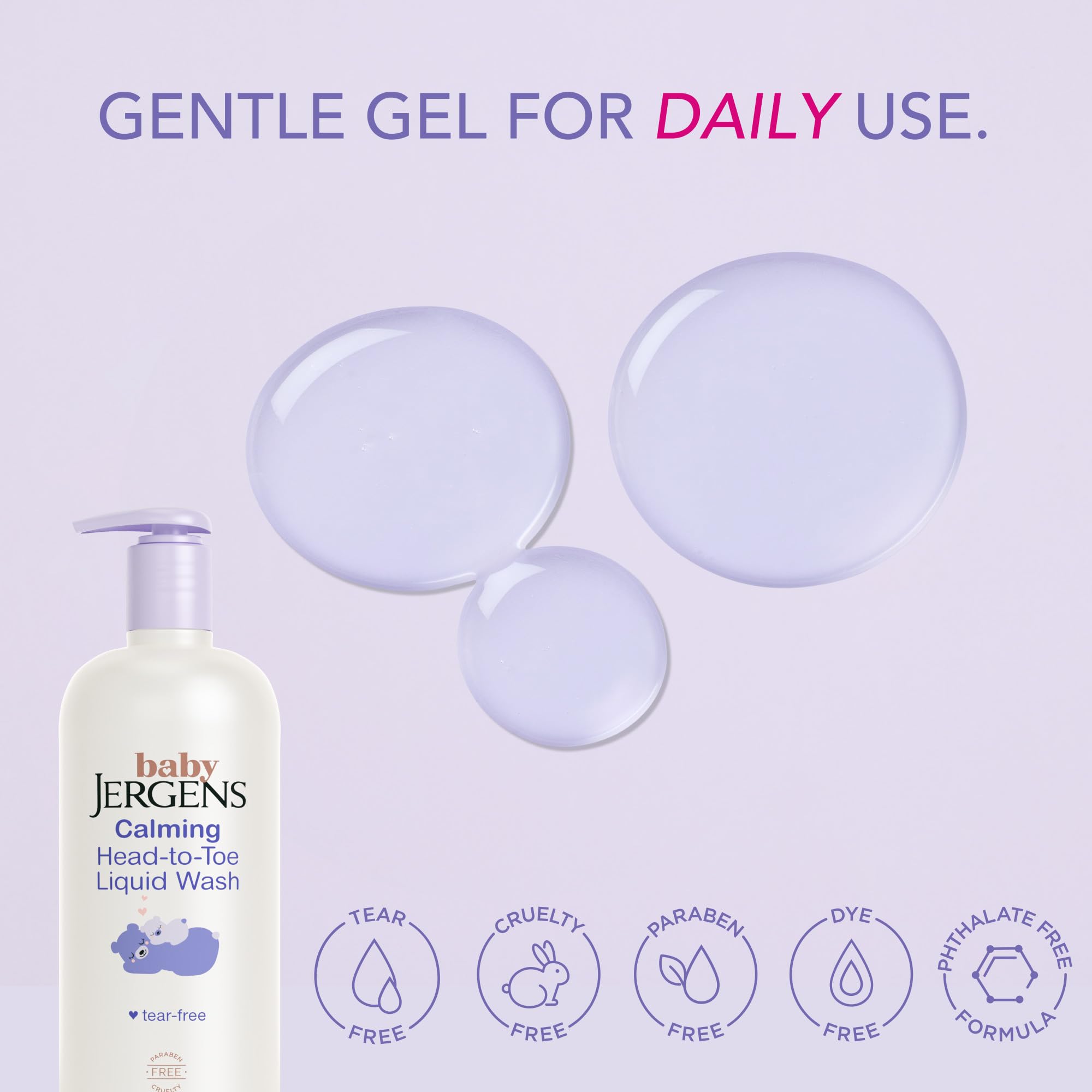 Jergens Baby Calming Head to Toe Liquid Baby Wash, Body Wash and Shampoo, Tear Free, 20 Fl Oz