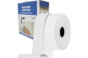 KRUI 26 Feet x 1 Inch Hook and Loop Tape Roll, Heavy Duty Industrial Fastener, Hook and Loop Strips with Adhesive, Sticky Bac