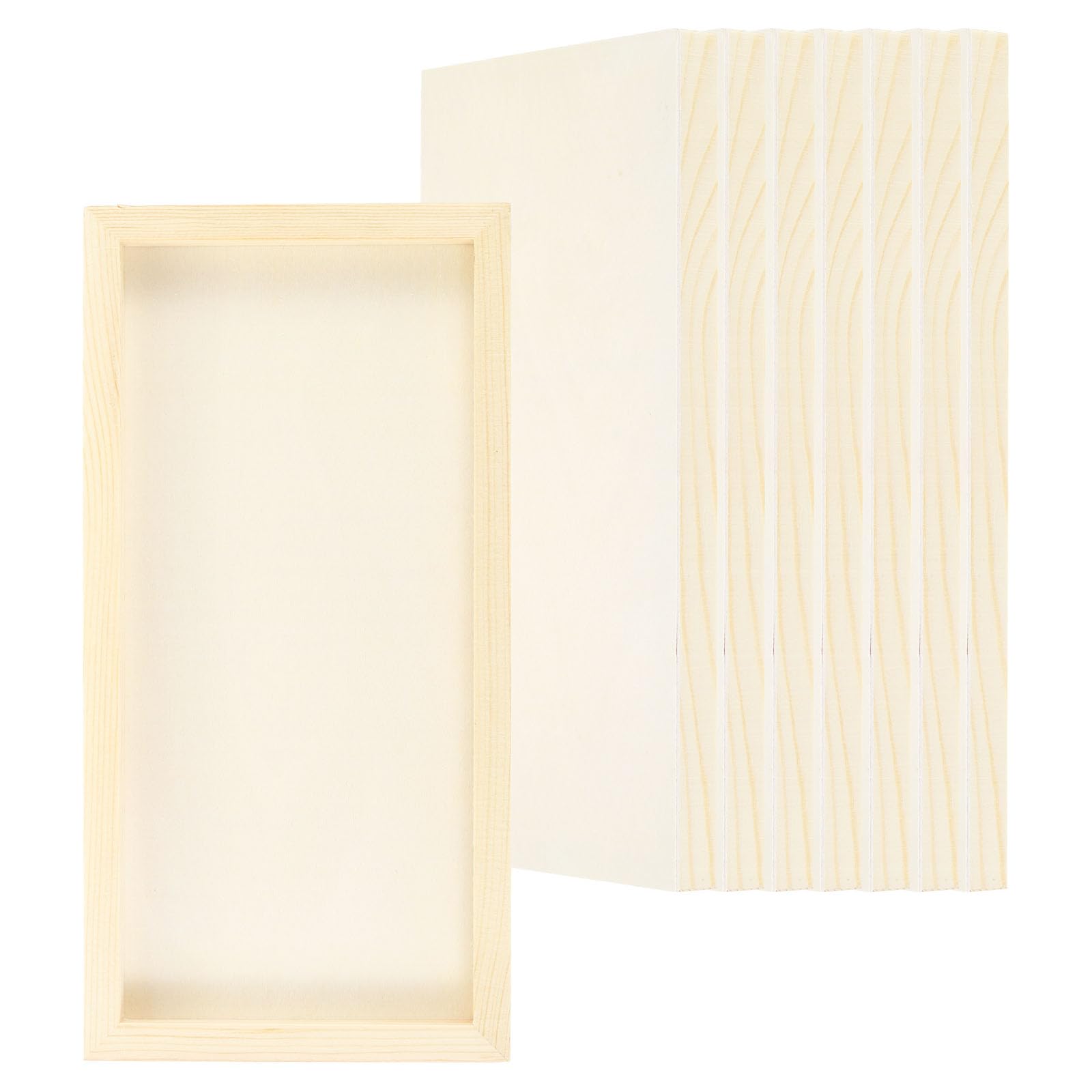 PATIKIL 6"x12" Panels Board, 8 Pack Unfinished Square Wood Canvas Panel for DIY Craft Painting Use, Wood Color