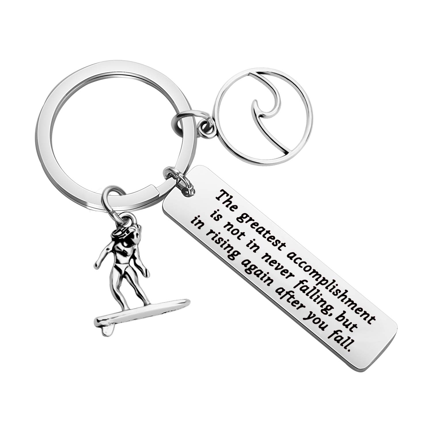 ENSIANTH Surfer Gifts Surfing Keychain Inspirational Surfing Lover Gift Ocean Waves Charm Sport Pendant Surfer Girl Gift for Best Friends (Surfer keychain)