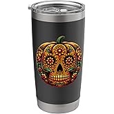 Day of the Dead Pumpkin, Dia De Los Muertos, Sugar Skull, Stainless Steel Insulated Tumbler
