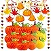 Supla 23 Pack Fall Decorations Hanging Honeycomb Paper Tissue Pumpkins Hanging Pumpkin Paper Lanterns Fall Hanging Swirl Maple Leaf Paper Garland for Thanksgiving Halloween Shower Birthday Party Decor