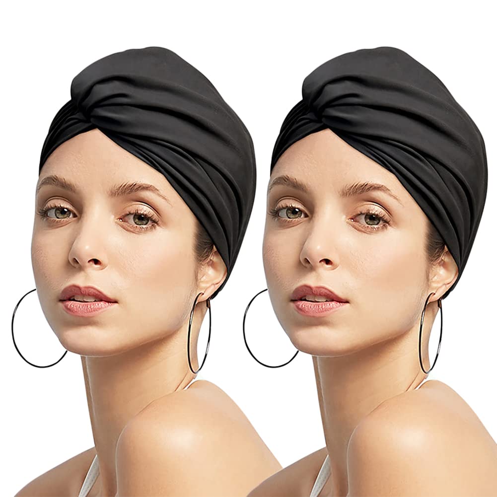 Women Swimming Cap Ear Protection Swim Cap Swimming Hat Ladies Bathing Shower Hat Super Elastic Pool Beach Surfing Water Sports Hair Bonnet Beanie Chemo Sleep Head Wrap Turban for Long Short Hair
