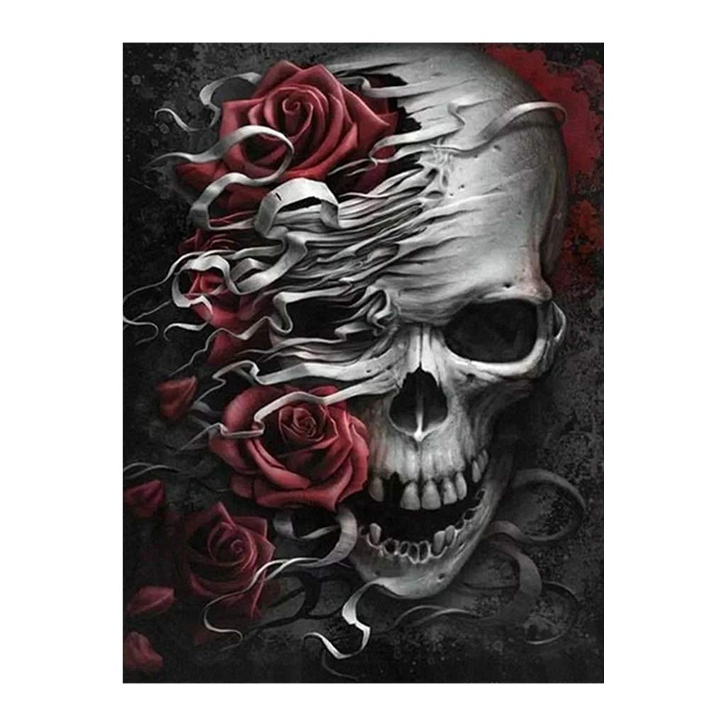 Diamond Painting Kits Skull DIY 5d Diamond Art Full Kit Square Diamond Craft Canvas Paint with Diamonds Rhinestone Embroidery Kits Arts and Crafts for Adults for Home Wall Decor 12X16 Inches/30X40CM