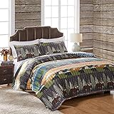 Greenland Home Black Bear Lodge Quilt Set, 3-Piece