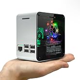 ElectroCookie Raspberry Pi 3 Case, Aluminum Mini Tower Case with Cooling Fan and Color Changing Ambient Light (Silver &amp; Dark Gray)