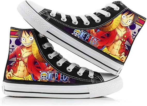 Amazon One Piece ワンピース スニーカー キャンバス ハイカット キャンバスシューズ カジュアル 帆布 靴 人気アニメ 漫画 メンズ レディース ユニセックス おしゃれ 通学 通勤 靴下 通販