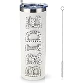 Zhehao Bride Cups Tumbler 20 oz Bachelorette Gift for Bride Tumblers Stainless Steel Mrs Cup with Lid Straw Bridal Gifts Mrs Water Bottle for Bridal Shower Engagement Party(White,Pearl Bride)