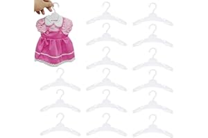 Luozong 60 Pack Doll Hangers for 18 Inch Dolls, Dog Clothes Hangers, Doll Clothes Hangers for American Girl with Non-Slip, Space-Saving, Wardrobe Accessories for Gown Dress Outfit(White)