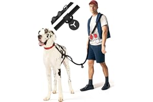 HEELAY Hands Free Dog Leash,8.2ft Crossbody Dog Leash with Hanging Strap/Hanging Buckle/Poop Bag Holder/Explosion-Proof Handle,Adjustable Crossbody Rope for Dogs Walking,Jogging and Running,18-110lbs,Black