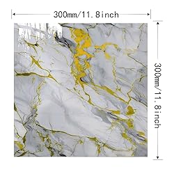 20-Pack Peel and Stick Gilded White Marble Tiles
