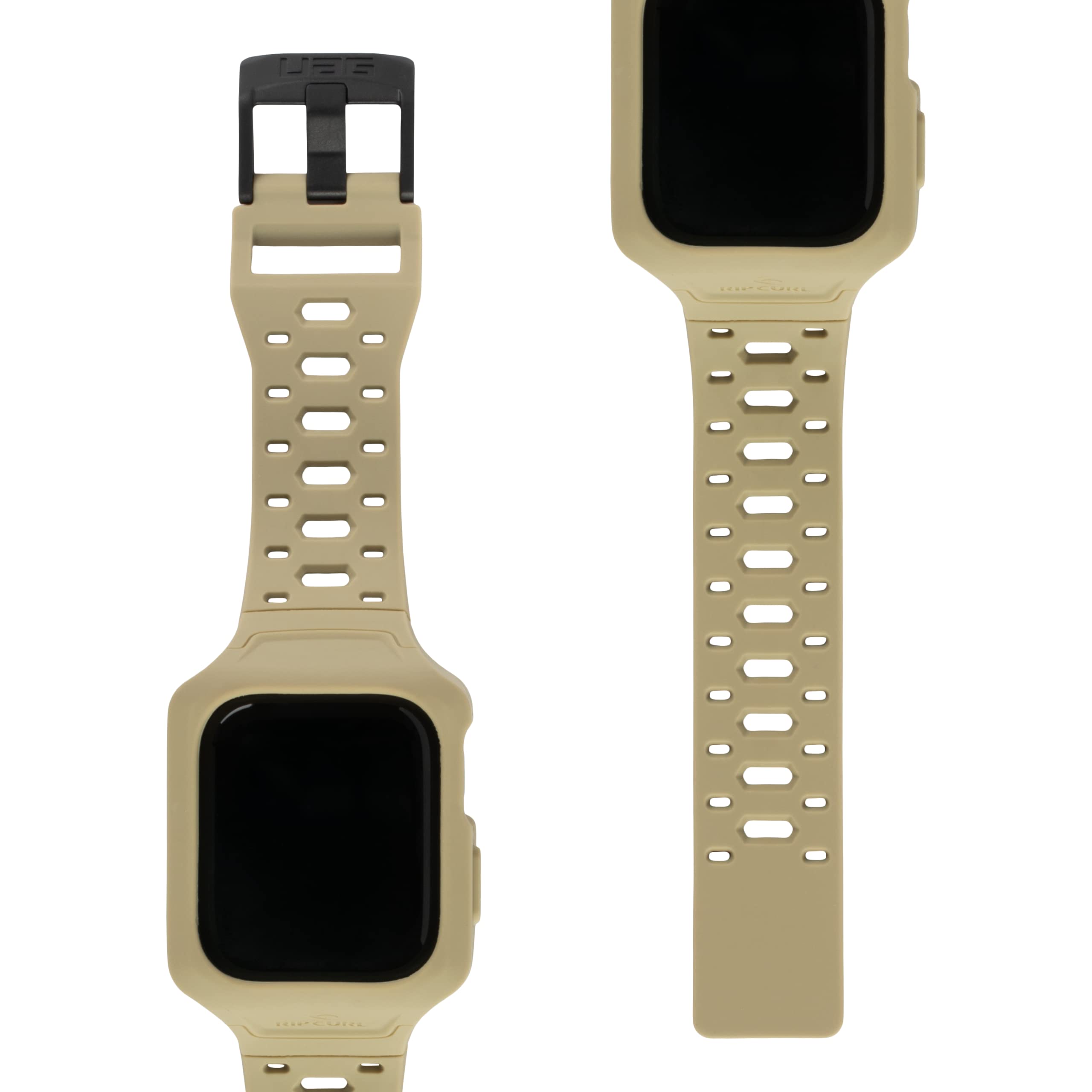 URBAN ARMOR GEAR Rip Curl x UAG Compatible with Apple Watch Band 45mm with Watch Case iWatch Series 9/8/7, Silicone Tatical Waterproof Surfing Adjustable Replacement Watch Strap, Huntington Khaki