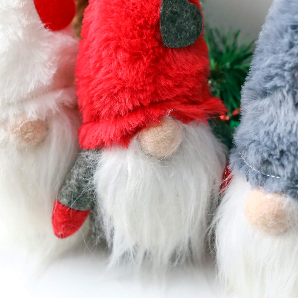 FuturePlusX Swedish Santa Gnome Plush, 3PCS Handmade Scandinavian Tomte Santa Scandinavian Gnome Plush Heart for Christmas Santa Decoration Table Decor