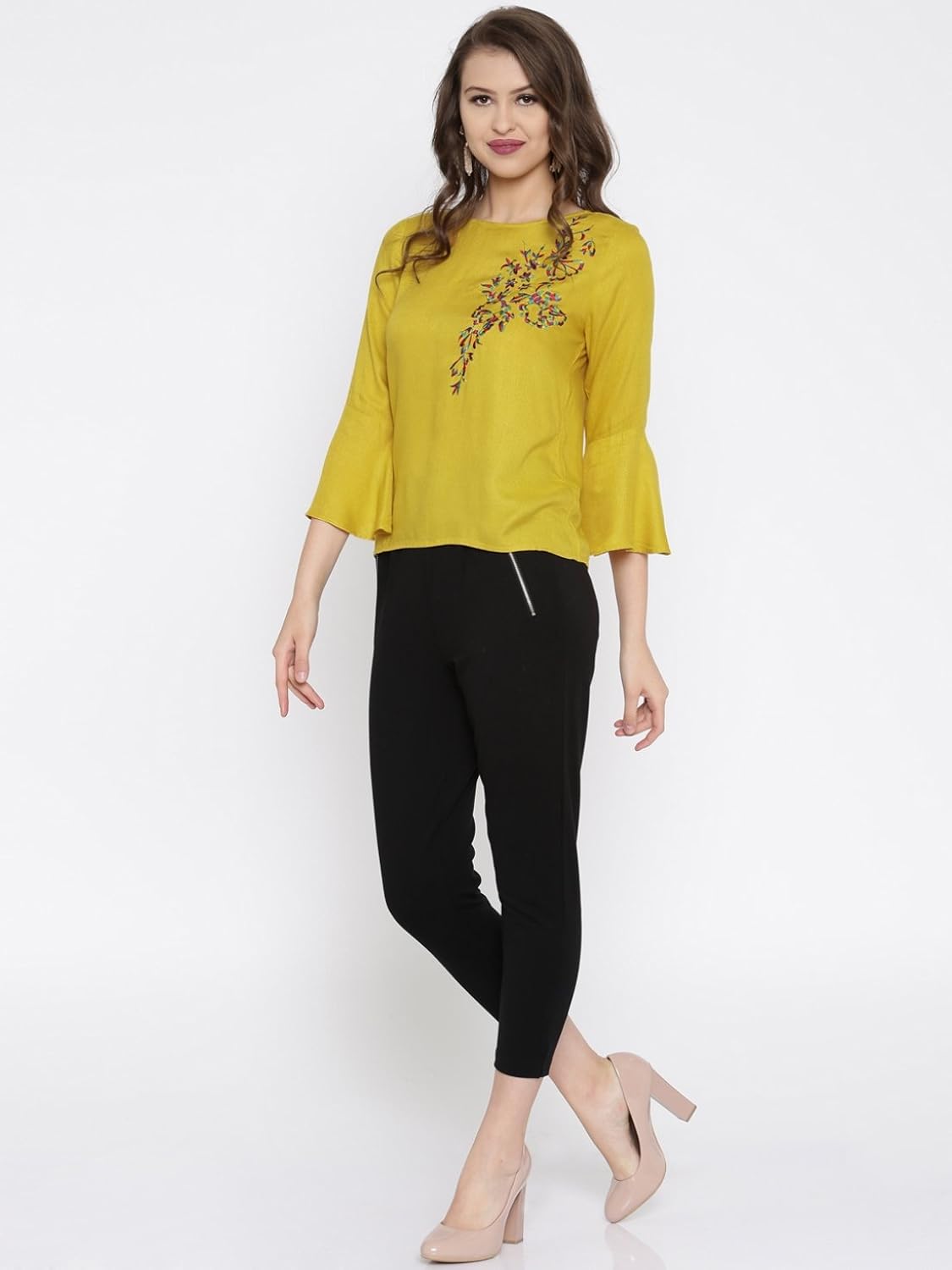 rare women mustard solid regular top (ep2220)