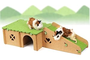 YKD Guinea Pig House, Felt Cloth Guinea Pig Hideout with Cave Stairs, Small Animal Hideout Hut for Chinchilla Guinea Pig Hamster Hedgehog Playing Sleeping Hiding (Large, Green)