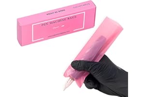 EZTAT2 EZ Tattoo Machine Covers - 200pcs (2 inch X 6.6 inch) Disposable Tattoo Pen Machine Bags Cartridge Machine Sleeves for Wireless Battery Tattoo Pen Machine (Pink)