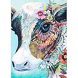 SWEETHOMEDECO Diamond Painting, Paint with Diamonds, Colorful Cow DIY Diamond Painting Kit, Full Drill, 12