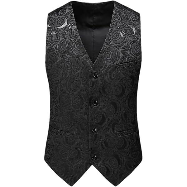 thumbnail image 2 of Men's Victorian Steampunk Vest - Slim Fit Brocade Jacquard Waistcoat With Floral Paisley Pattern 2 of 12