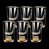 BPFY 6 Pack 10ml (0.33 oz) Shot Glasses, Crystal Shot Glass Set Decorated with 24K Gold Flakes, Shot Cups for Whiskey, Tequila, Vodka, Mini Shot Glass Perfect for Party, Bar, Club