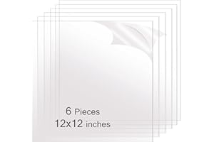 YOUBADU 12"X12" -1/8 Inch Thick 6 Pack Highly Transparent Smooth Edged Acrylic Plexiglass Sheets for DIY Crafting - 3mm Thick - with Precision Cutouts for Easy Handling (3MM-12X12-6PCS)