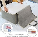 Astoryou 105L Duvet Storage Bags 2 Pack with Zips, Breathable Underbed Grey view 2