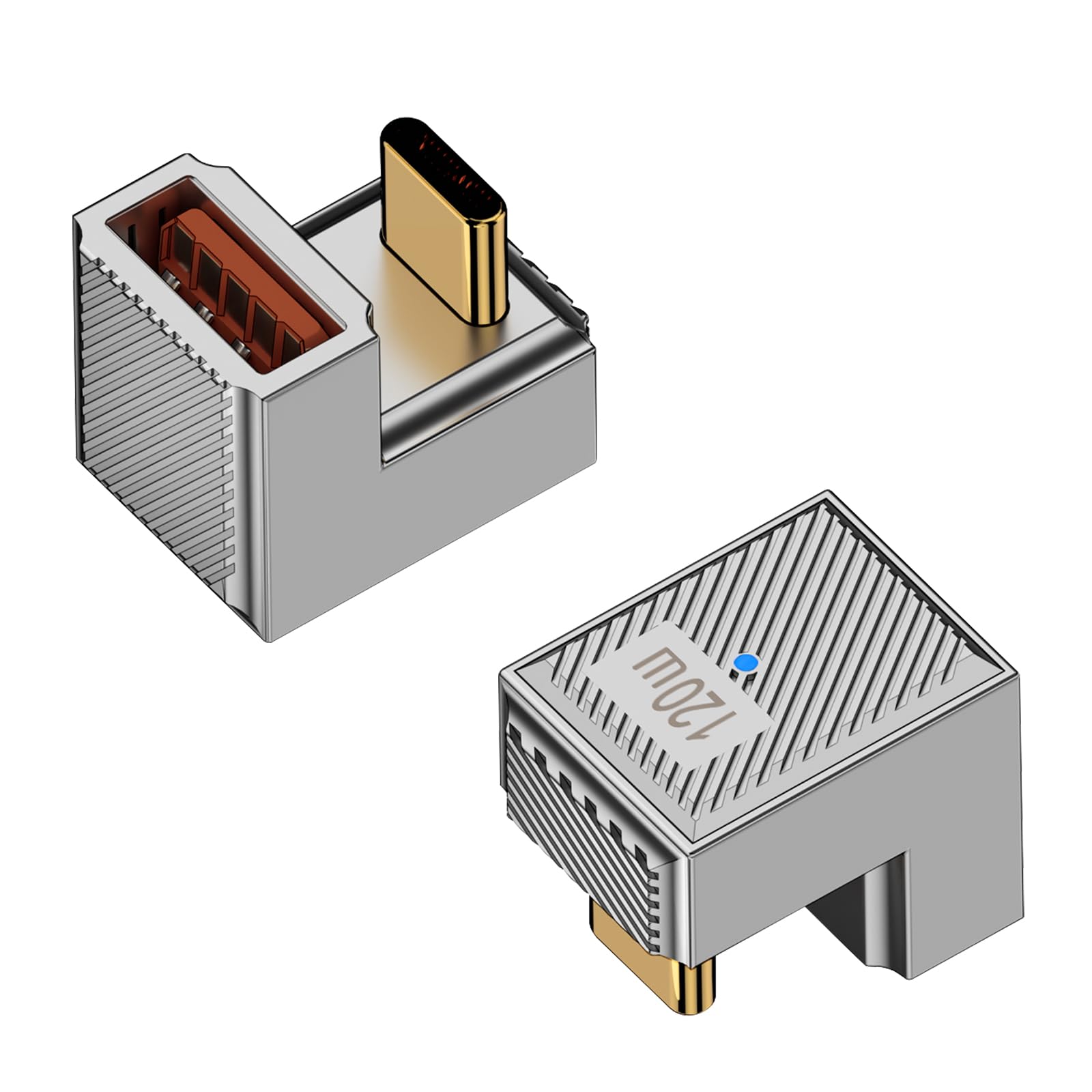 Duttek U Shape USB C to USB A Adapter - 2 Pack, 180 Degree, 120W Fast Charging, 10Gbps Data Transfer, Zinc Alloy, Compatible with Phones, Laptops, PCs, Chargers, Flash Drives, Power Banks