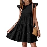 Yousify Summer Dresses for Women 2026 Ruffle Sleeve Mini Babydoll Dress Beach Casual Loose Flowy Dresses Sundress