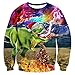 uideazone Men Women Ugly Christmas Sweatshirts Cool Galaxy Dinosaur Graphic Long Sleeve Shirt Dinosaur-2 Asia XL= US L