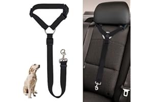 Dog Cat Seat Belt Harness, Car Headrest Restraint with Adjustable Pet Dog Safety Seat Strap, Durable Dog Cat Leash Seatbelt f