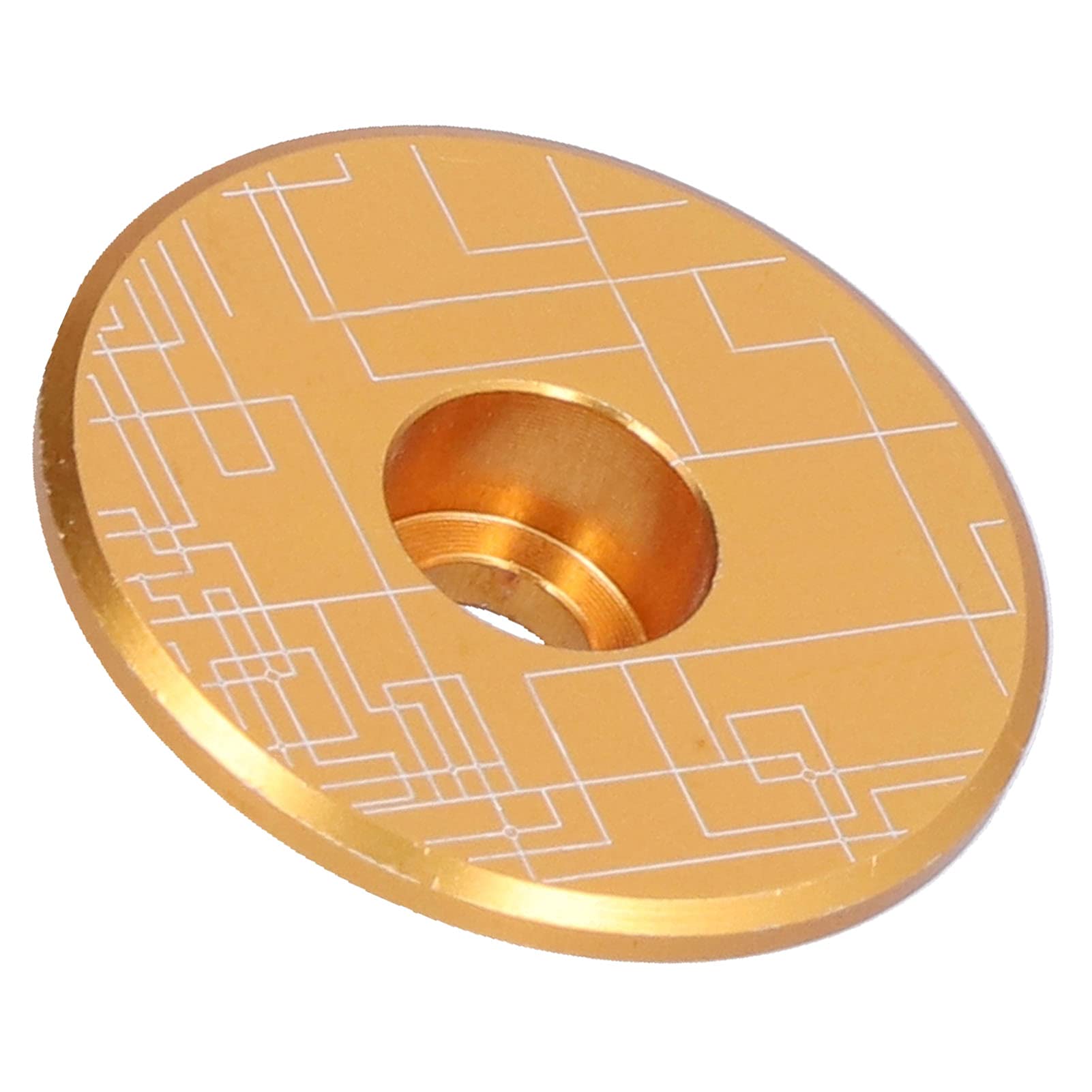 VGEBY Golden Aluminum Alloy Mountain Bike Headset Top Cover, Road Bike Stem Cap, 31mm/1.2in Diameter, 8mm/0.3in Thickness, Cycling Accessory
