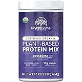 GoldenSource Proteins, Organic Plant-Based Protein, Blueberry, 1 Pound, 18 Servings, 22 Vitamins & Minerals, Complete Amino A