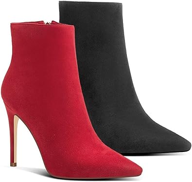 red pointed toe boots