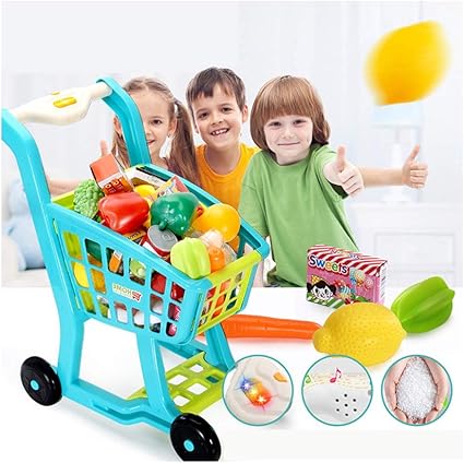 Amazon.com: JAWM - Carro de la compra para niños, juguete y juguetes, carrito de juguetes con luz de música, juguetes educativos: Toys \u0026 Games