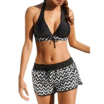 gaddrt Frauen Tankini Setzt Zweiteilige Bikini-Sets mit Surfen Short Boy Shorts Bademode
