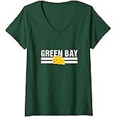 Womens Cool Green Bay Cheese Wisconsin Local Green Bay Cheese Fan V-Neck T-Shirt