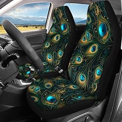 Semiouray Retro Peacock Feathers Car Seat Covers