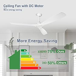 BvenuBigLite White Ceiling Fan with Remote: 3